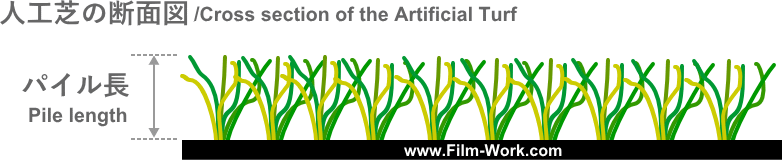 人工芝の断面図/Cross section of the artificial turf